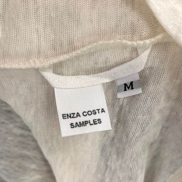ENZA COSTA Linen Knit Tee Womens Medium Cream Loose Slouchy Relaxed Crew Top - Picture 11 of 13